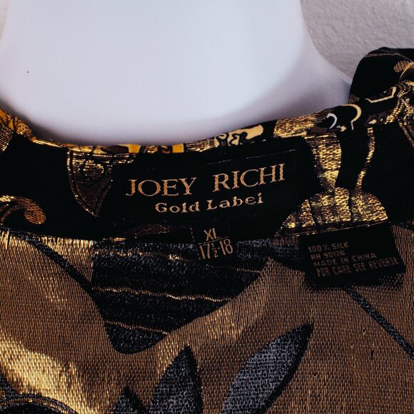Vintage JOEY RICHI Gold Label Metallic Silk Shirt SINALOA MEXICO Size XL 80s - Picture 16 of 16